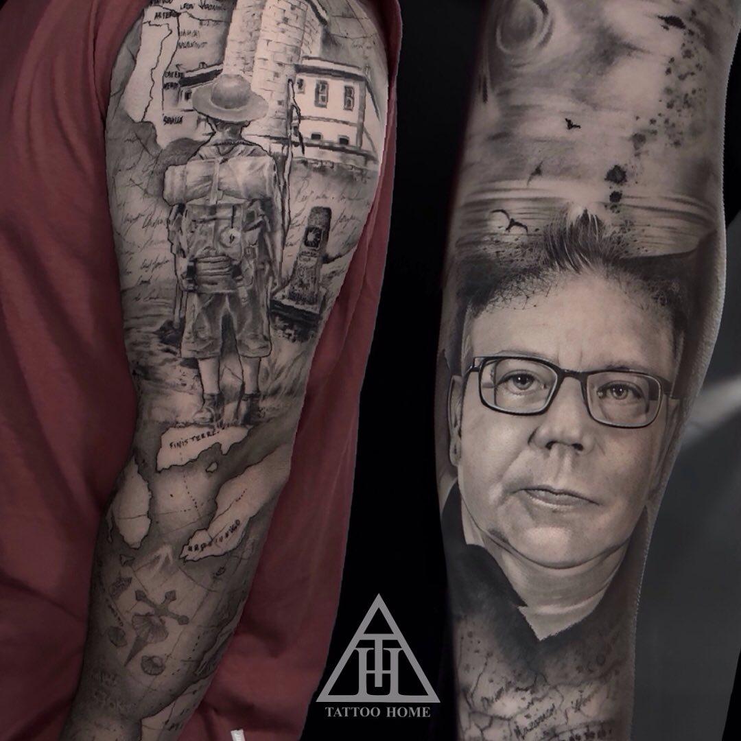 Tatuajes realistas del camino de Santiago